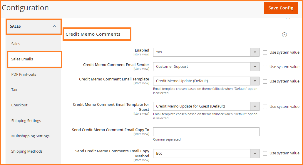 configure credit memo comments in magento 2