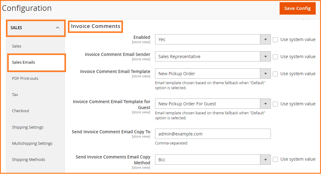 setup invoice comments in magento 2