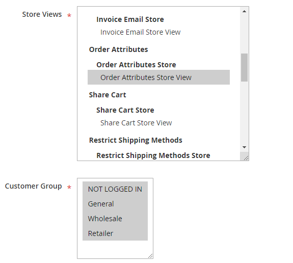 Limit to Store Views and Customer Groups