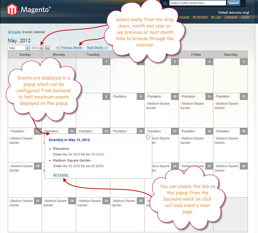 Magento Events Extension with Events Calendar View, Sell Tickets Online