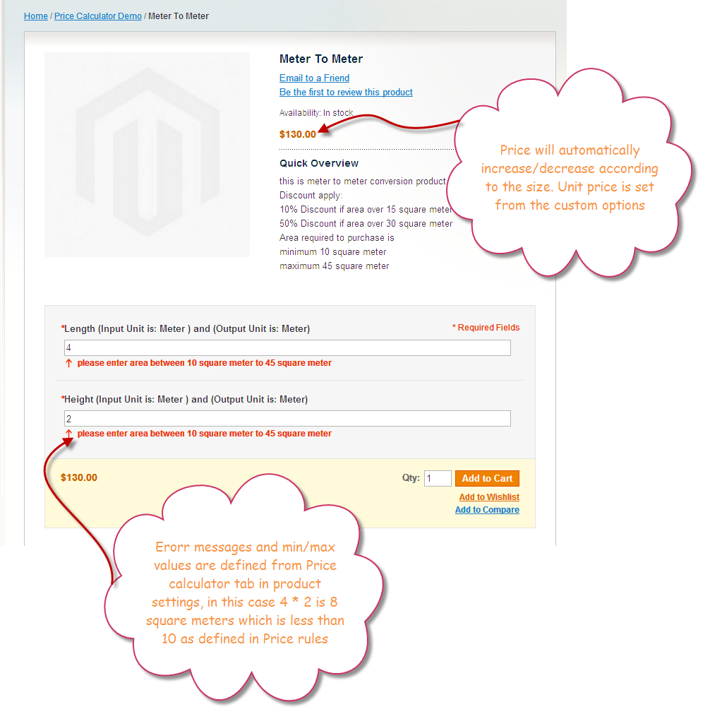 Magento Price Calculator, Dynamic Pricing Based On Customer Measurement