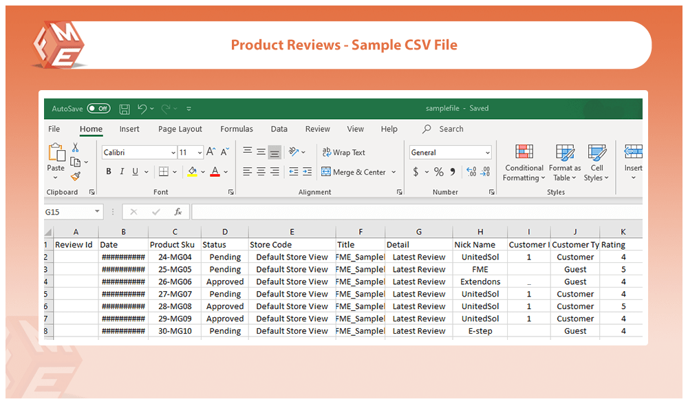 product reviews import csv file sample